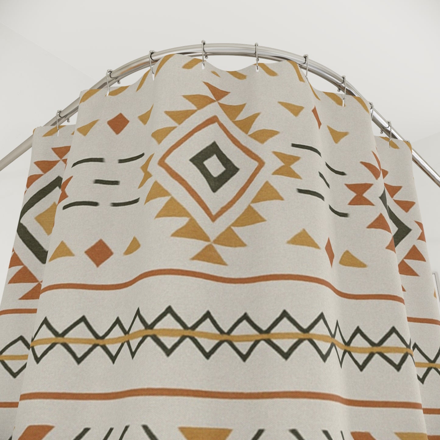 Bohemian Shower Curtain, Geometric Bathroom Decor, Ethnic Pattern, Modern Home