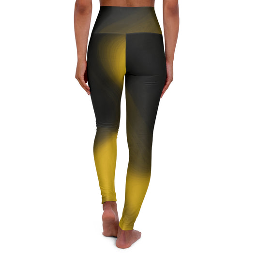Black and Yellow High Waisted Yoga Leggings - Stylish Fitness Wear