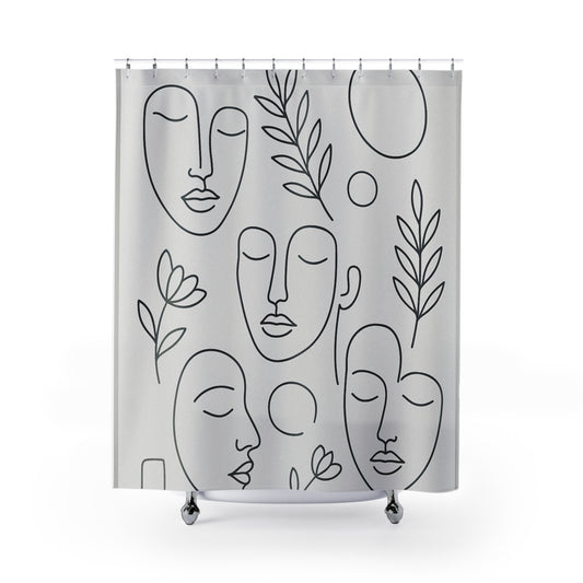 Abstract Line Art Shower Curtain - Modern Home Decor, Minimalist Style, Bathroom