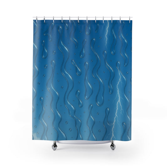 Blue Water-Effect Shower Curtain, Waterproof Decor, Bathroom Accessory, Unique Gift for Home, Summer Vibes, Modern Design
